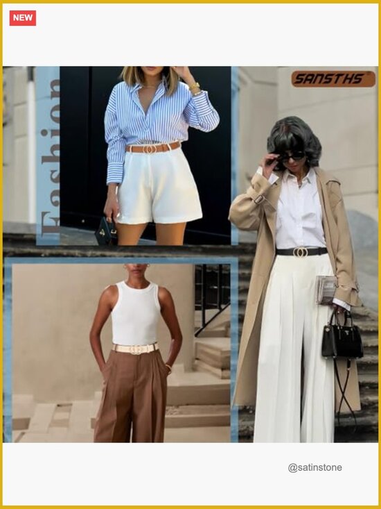 3 Pack Women Waist Belts for Jeans Pants Dresses, Double O-Ring Gold Buckle